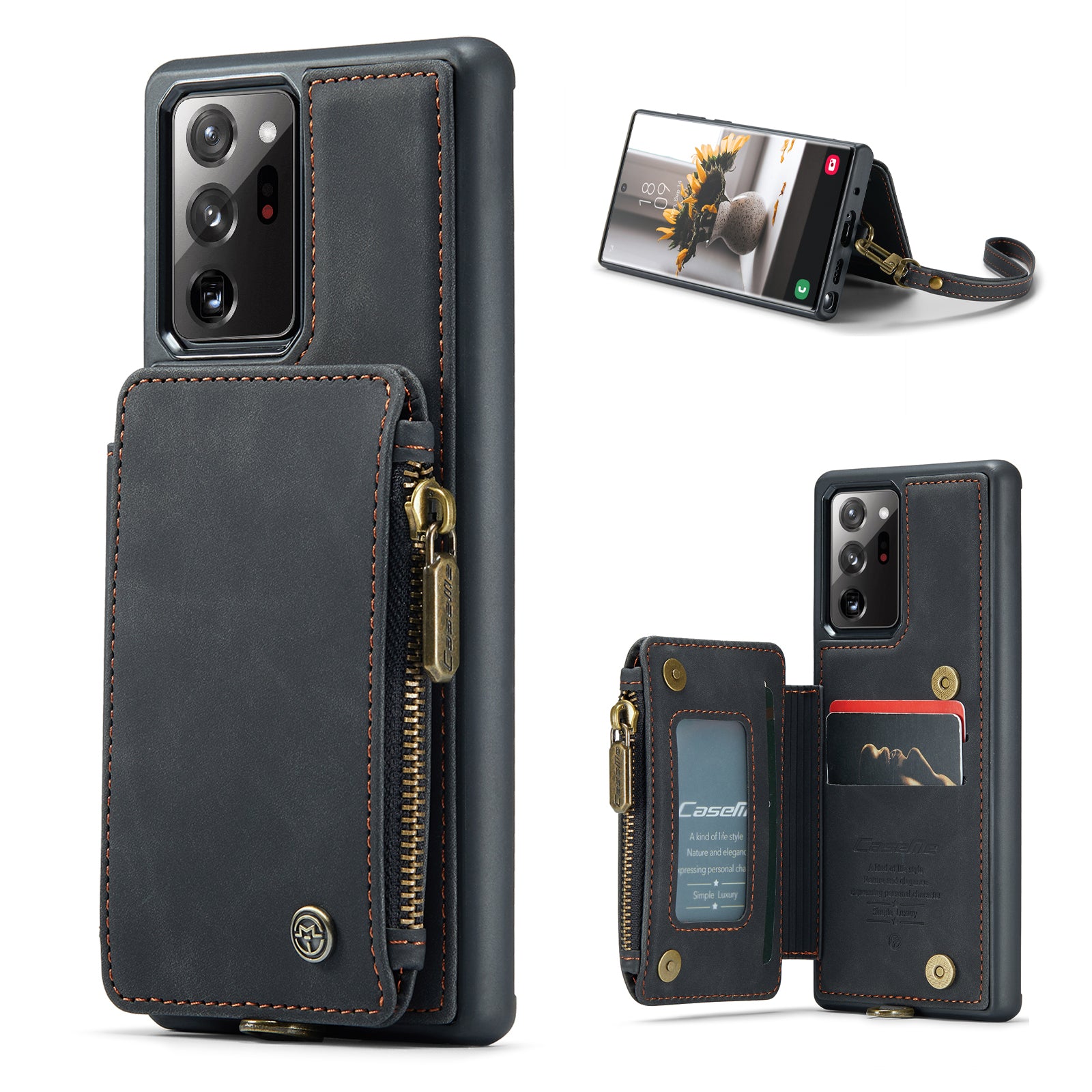 CASEME C20 Series for Samsung Galaxy Note20 Ultra Note20 Ultra 5G RFID Blocking Zipper Pocket Anti-drop Phone Case Anti-scratch Back Cover Wallet Kickstand CASEME C20 Series for Samsung Galaxy Note20 Ultra Note20 Ultra 5G RFID Blocking Zipper Pocket Anti-drop Phone Case Anti-scratch Back Cover Wallet Kickstand